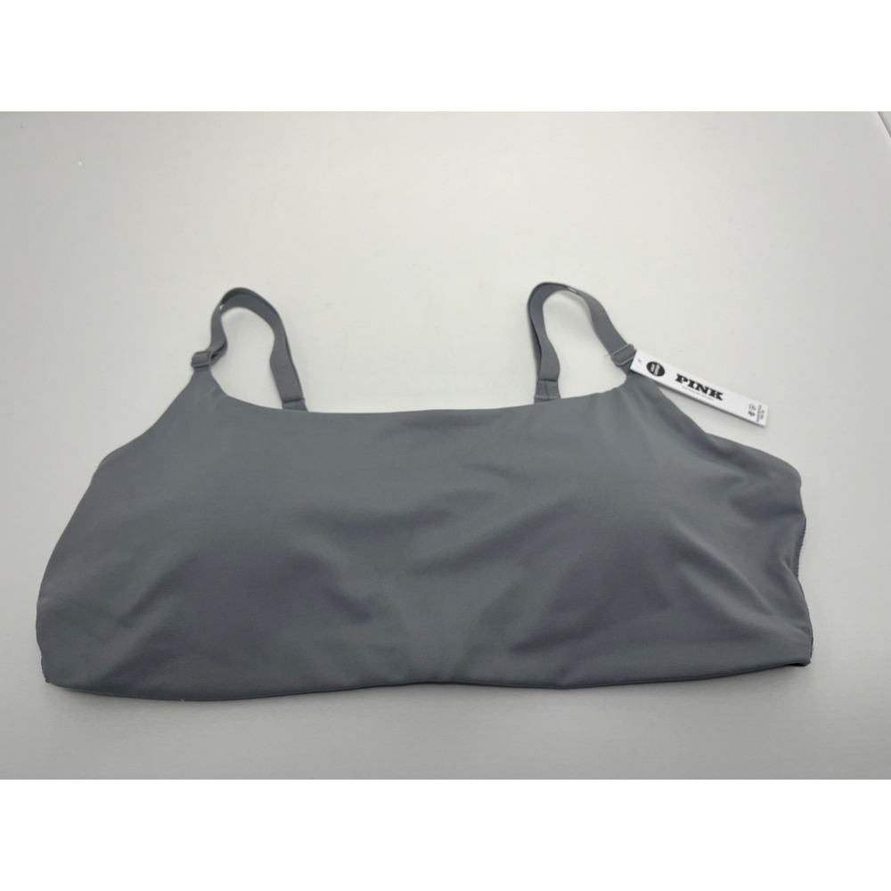 NWT Victoria's Secret Pink X-Large Light Support Sports Bra Gray Solid Wireless